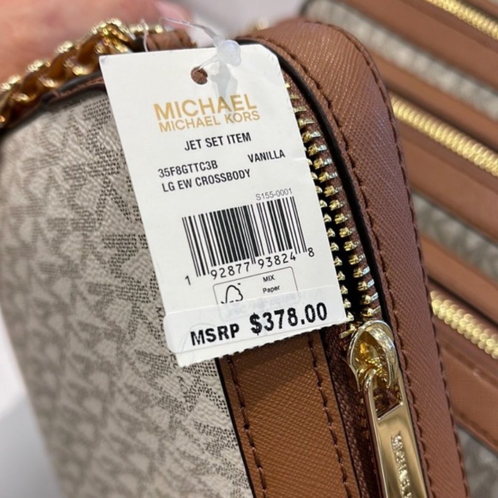 Michael Kors Jet Set Item Large East West Zip Crossbody Vanilla - Picture 3 of 16